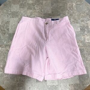 Vineyard Vines Mens Club Short Shorts Pink Seersucker Size 33 Golf Flat Front!